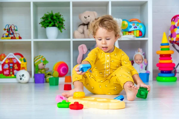 Children Play Toys Room Selective Focus Kid — Fotografia de Stock