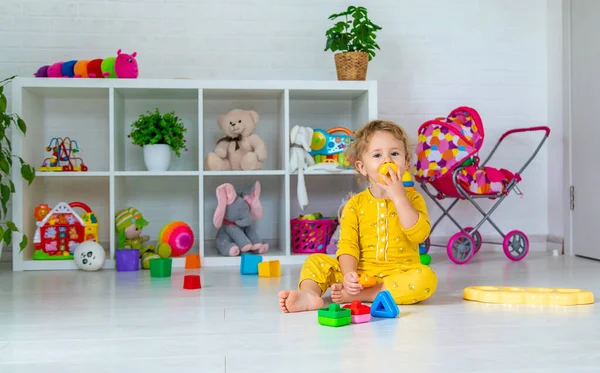 Children Play Toys Room Selective Focus Kid — Stock Photo, Image
