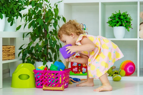 Children Play Toys Room Selective Focus Kid — Stockfoto