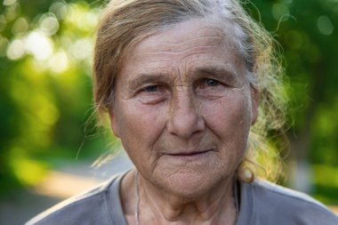 grandmother portrait of an old woman. Selective focus. People.