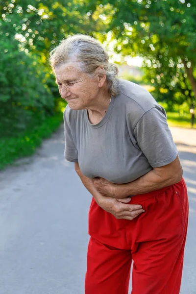 Grandmother Has Stomach Ache Road Selective Focus People — Fotografia de Stock