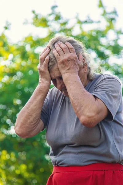 Grandmother Has Headache Road Selective Focus Hurts — Stockfoto