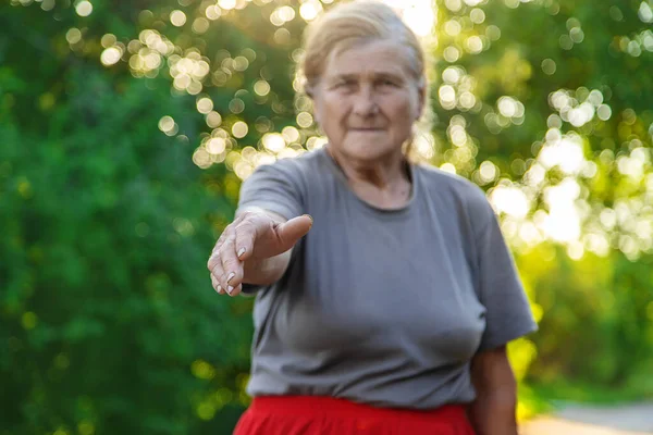 Grandmother Lends Helping Hand Selective Focus People — Stok fotoğraf
