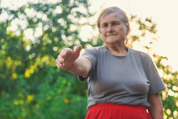Grandmother Lends Helping Hand Selective Focus People — Stockfoto