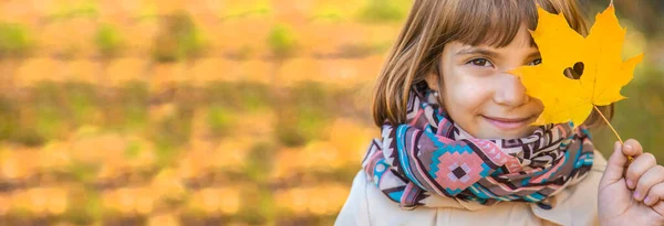 Kinder Park Mit Herbstlaub Selektiver Fokus Natur — Stockfoto