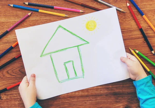 Ziehen Kinderhaus Familie Selektiver Fokus — Stockfoto