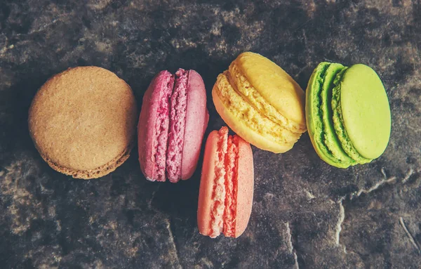 Kuchen Sortierte Macarons Als Geschenk Selektiver Fokus Lebensmittel — Stockfoto