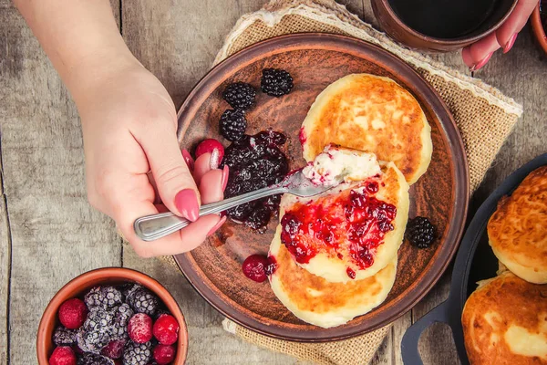 Käsekuchen Sind Hausgemacht Selektiver Fokus Essen Und Trinken Natur — Stockfoto