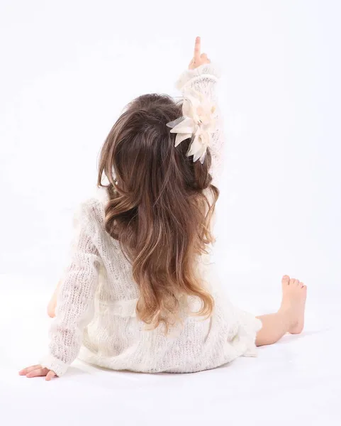 Маленька Дівчинка Білій Сукні — стокове фото