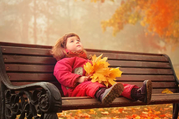 Mała Dziewczynka Jesiennym Parku — Zdjęcie stockowe