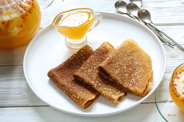 Pancakes Honey Pancake Week — Stock Photo, Image