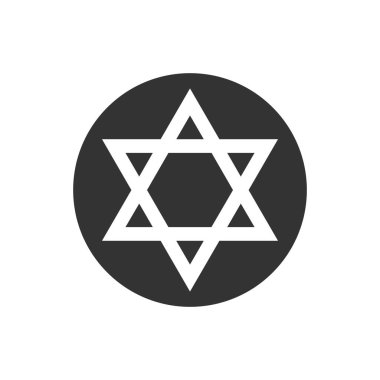 Düz ikon Davut Yıldızı. 19. yüzyılda Yahudiler tarafından Yahudiliğin çarpıcı ve basit bir simgesi olarak neredeyse evrensel bir şekilde benimsenmiştir..