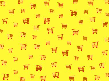 Promosyon malzemelerinin satışı için Alışveriş Arabası şablonu arka planı.