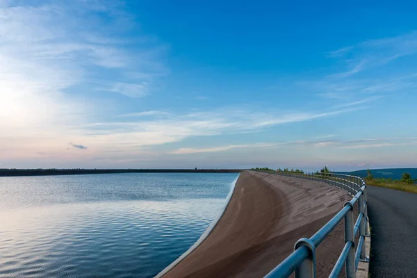 Upper water  reservoir of the pumped storage hydro power plant Dlouhe Strane in Jeseniky Mountains, Czech Republic.