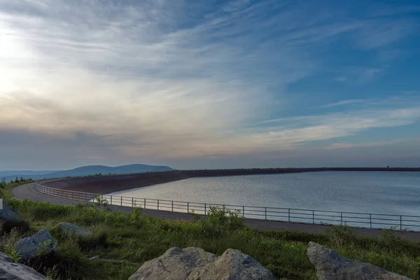 Upper water reservoir of the pumped storage hydro power plant Dlouhe Strane in Jeseniky Mountains, Czech Republic.