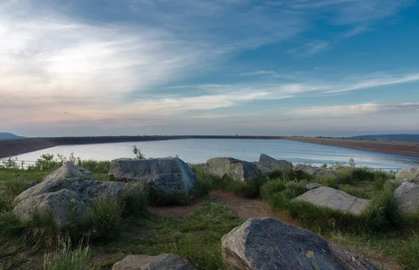 Upper water reservoir of the pumped storage hydro power plant Dlouhe Strane in Jeseniky Mountains, Czech Republic.