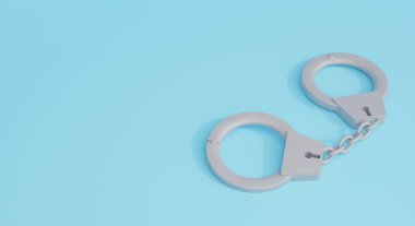 Kelepçelerin 3 boyutlu çizimi. Kanun 3 boyutlu illüstrasyon
