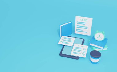 Sınav illüstrasyonları şirin 3d görüntüleme