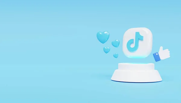 Mavi beyaz tik tok exper Pazarlama 3D illüstrasyon, bayrak ve iniş sayfası için mükemmel