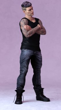 Erkek Asyalı POC Dövme Hareketi Belalı Şehir Fantezi Kolları Çarpıştı