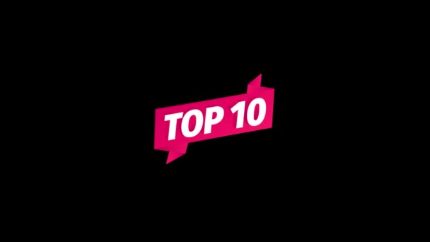 Top 10. Les 10 meilleures notes de la liste. Mot blanc sur ruban rose. Gagnant bande prix texte titre. Animation. Graphiques de mouvement. — Video