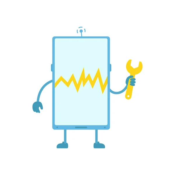 Phone character. Repair service. Failure error. Vector illustration. — 图库矢量图片