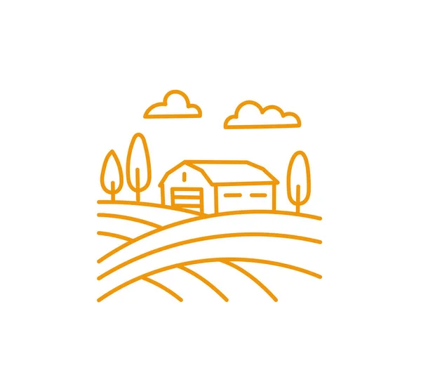 Ranch barn icon. Agricultural farm field. Editable stroke size. — Stock Vector