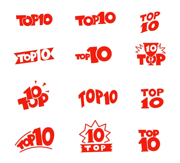 Définir la note du Top 10. Meilleure liste de prix. Illustration vectorielle. — Image vectorielle
