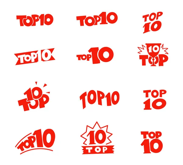 Setzen Sie Top-Ten-Bewertungen. Beste Preisliste. Vektorillustration. — Stockvektor