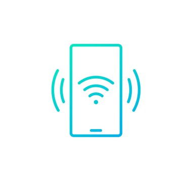 Cep telefonu. Kablosuz iletişim sinyali. Vektör eğrisi simgesi.