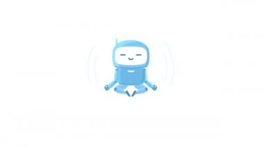 Robot animasyon meditasyonu yapıyor. Hareket grafikleri. Video döngüsü. Sakin ol..