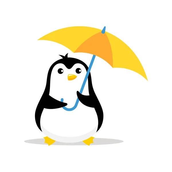 Pingüino Con Paraguas Mascota Ilustración Vector Dibujos Animados Pájaro Ártico — Vector de stock