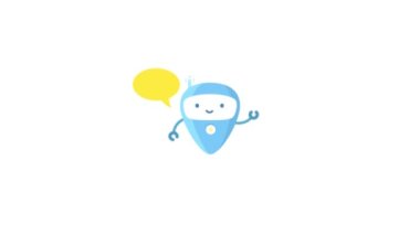 Robot animasyon karakteri. Mesaj balonu. Hareket grafikleri. Video döngüsü.