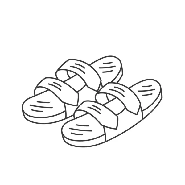 Взуття Сандалі Переверніть Ноги Піктограма Лінії Підходящий Інсульт Ілюстрація Кліп — стоковий вектор