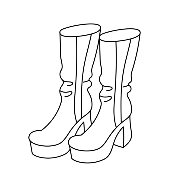 Botas Femininas Sapatos Outono Loja Sapatos Tamanho Curso Editável Ícone — Vetor de Stock