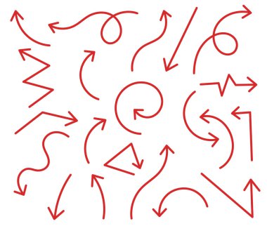 Arrows set collection. Vector contour line. Editable outline stroke thickness. Illustration clipart.