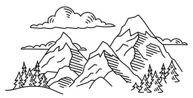 Mountain line landscape. Vector illustration.