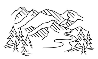 Mountain line landscape. Vector illustration.