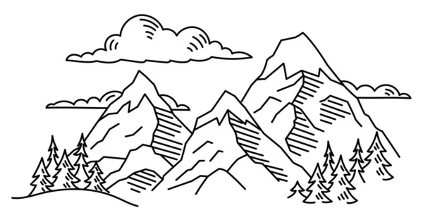 Mountain Line Landscape Vector Illustration — Stok Vektör