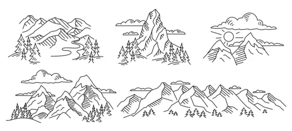 Mountain Line Landscape Vector Illustration — Stock Vector
