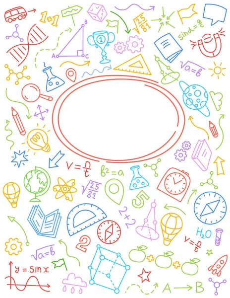 Study Notebook Cover Copy Space Hand Drawn Vector Line — ストックベクタ
