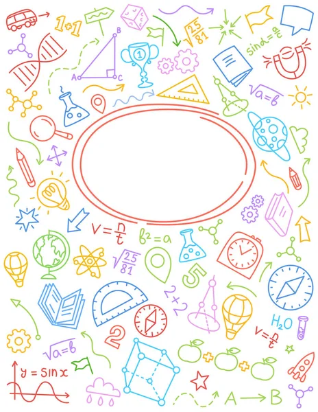 Study Notebook Cover Copy Space Hand Drawn Vector Line - Stok Vektor