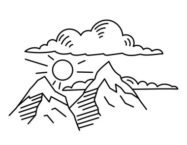 Mountain line landscape. Vector illustration.