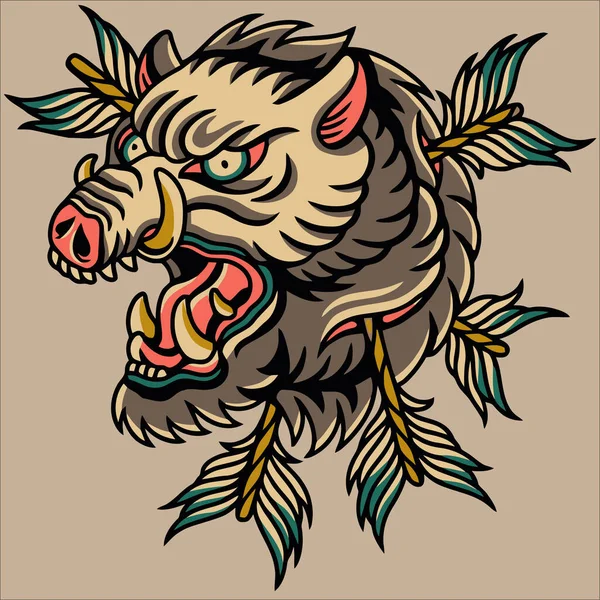 猪矢量设计纹身 — 图库矢量图片