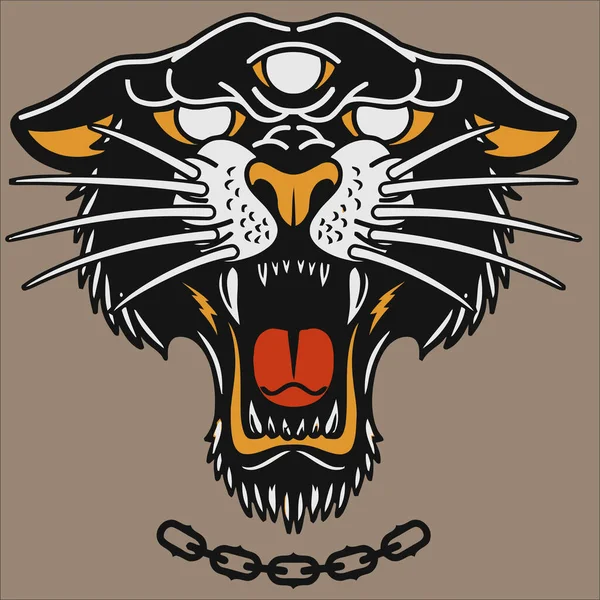 Tiger Head Mascot Logo Head Black Panther — Stockvektor