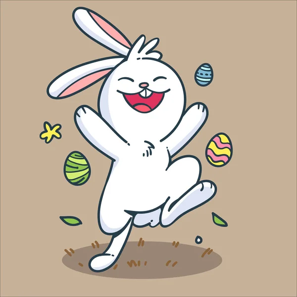 Happy Easter Day Vector Rabbit Funny Cartoon Ilustration — Stock Vector