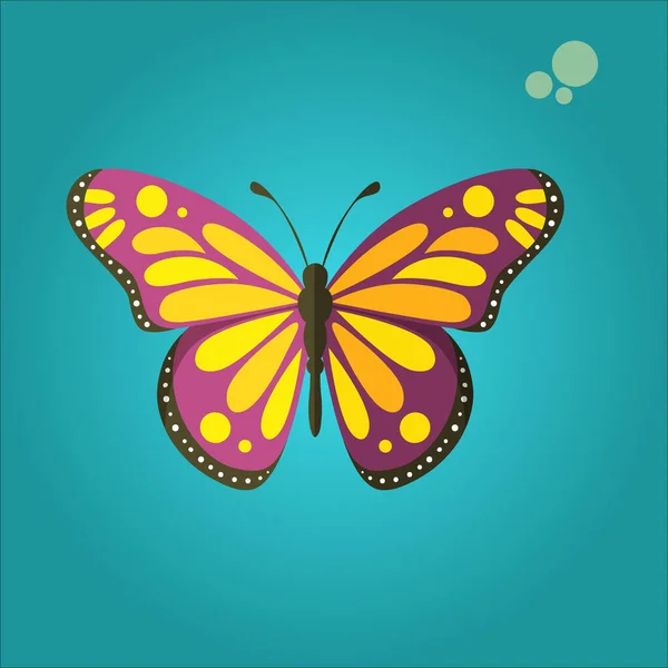 Mariposa Con Alas Coloridas Antenas Insecto Ilustración Vectorial — Vector de stock