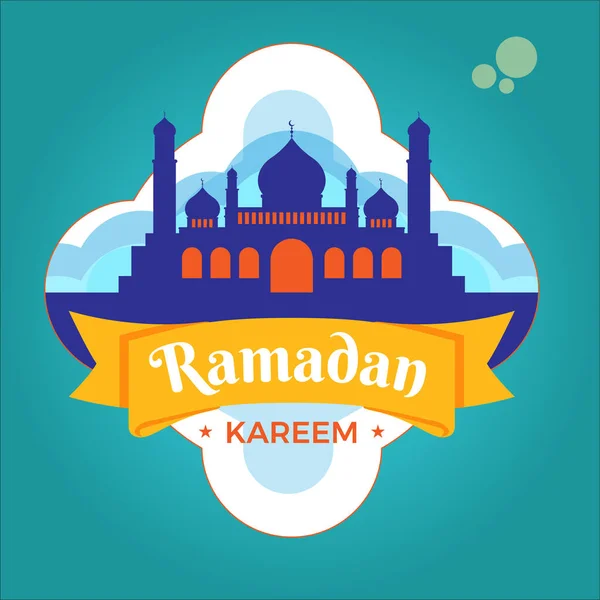 Ramadan Kareem Badge Logo Mosque Ramadan Logo Vector — Vettoriale Stock