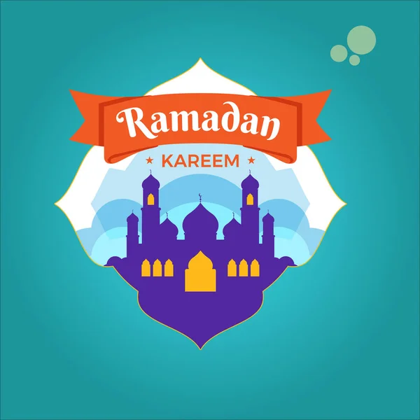 Ramadan Kareem Badge Logo Mosque Ramadan Logo Vector Ilustration — стоковый вектор