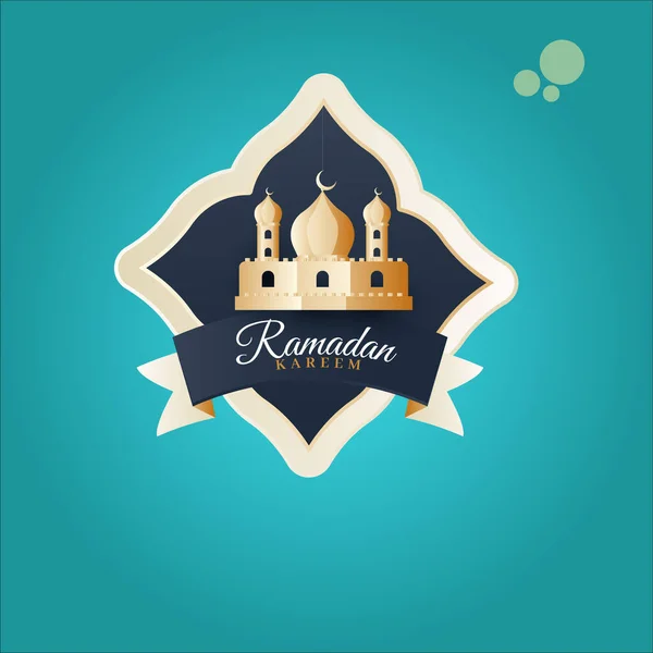 Ramadan Kareem Badge Logo Mosque Ramadan Logo Vector Ilustration —  Vetores de Stock